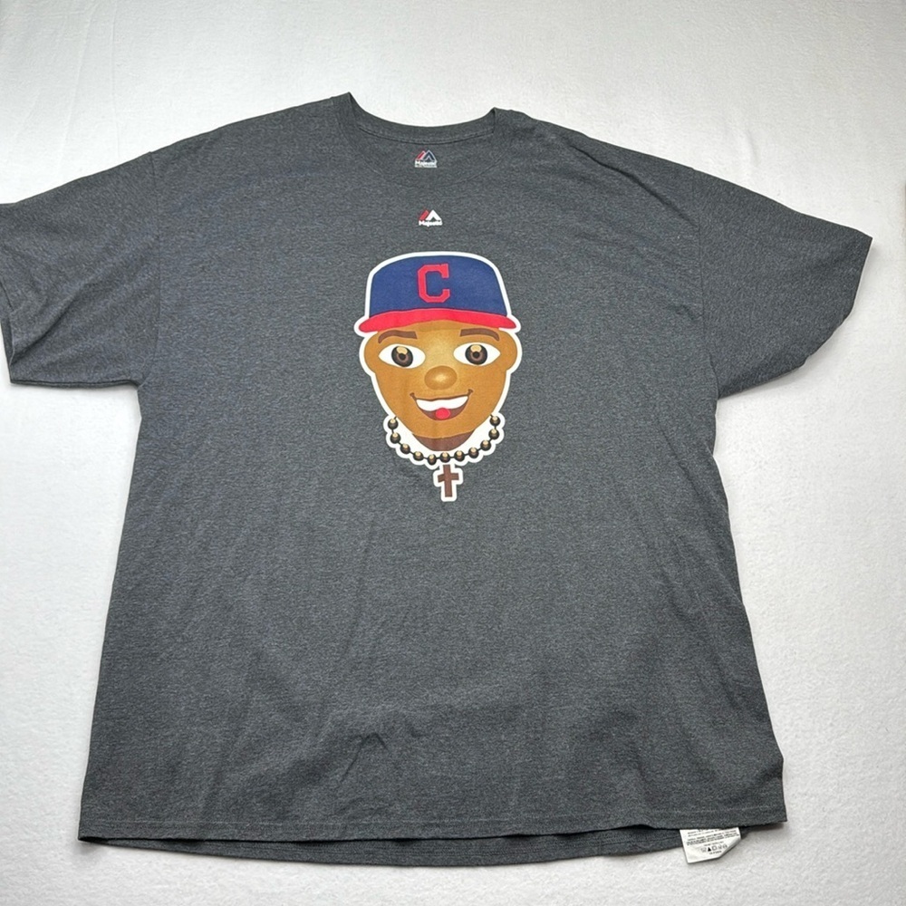 Cleveland Indians Francisco Lindor Majestic Navy Emoji Name & Number T-Shirt 12